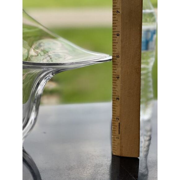 Vintage Duncan Miller Glass‎ Clear Crimped Flared Pointed Console Vase Bowl - Picture 11 of 12